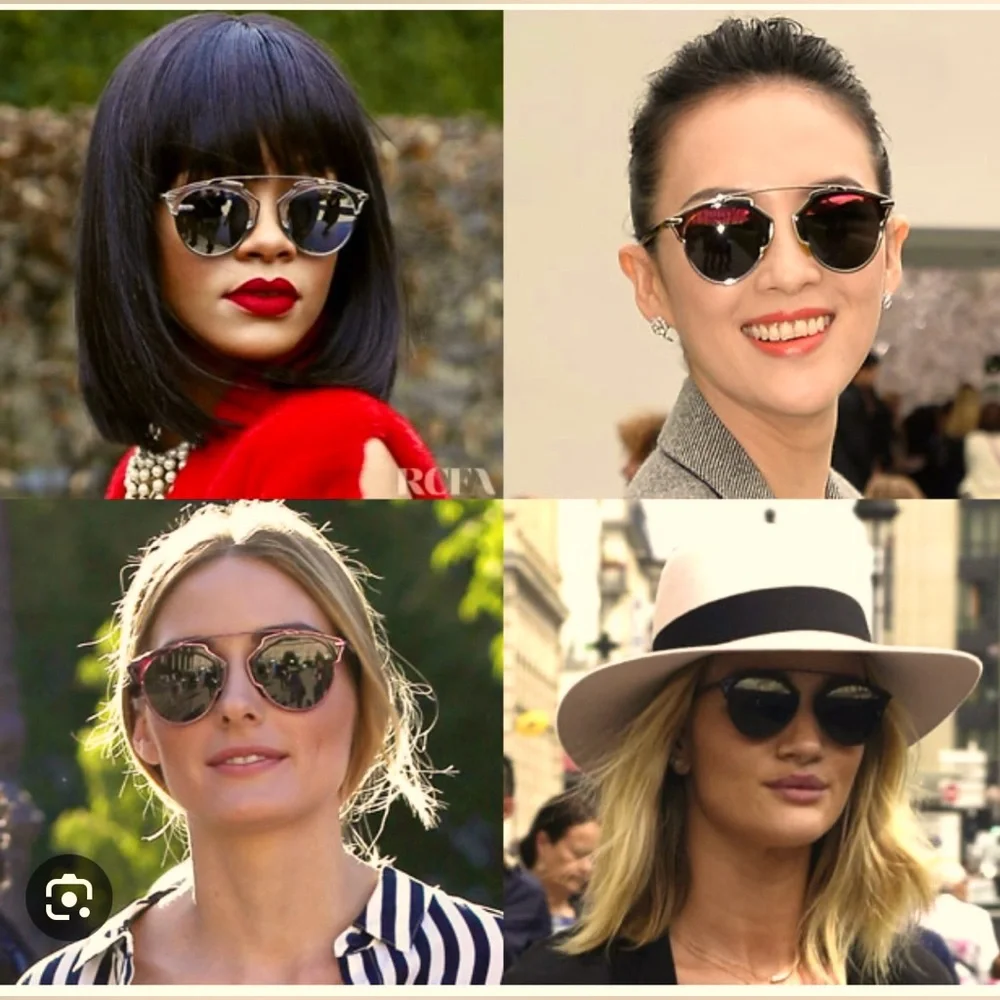 Dior Clear Frame Sunglasses with Blue Mirrored Lenses